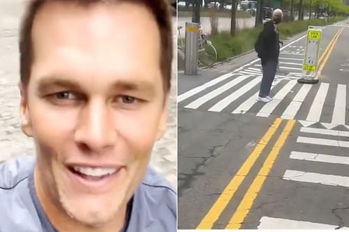 Pictures of Tom Brady taking a bicycle ride (Courtesy of Brady's Twitter account)