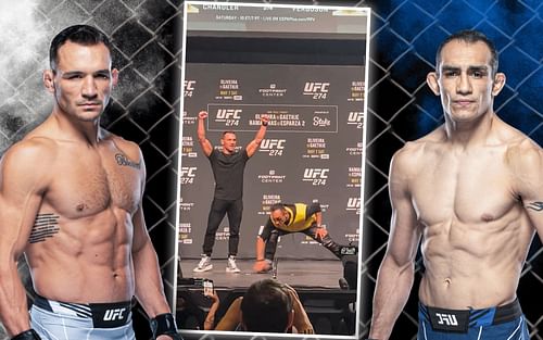 Michael Chandler (left) and Tony Ferguson  (right) [Images Courtesy: ufc.com and (inset) @HelenYeeSports on Twitter]