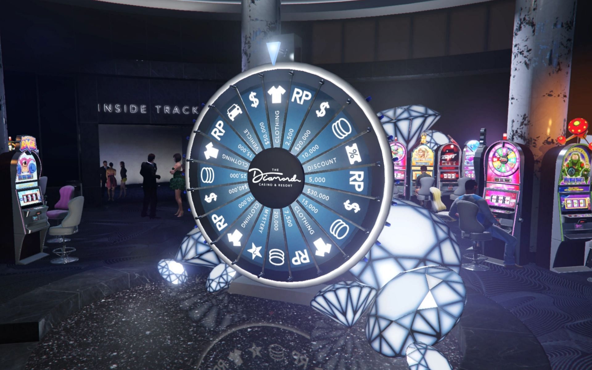 The Casino Wheel in GTA Online in its default position (Image via Rockstar Games)