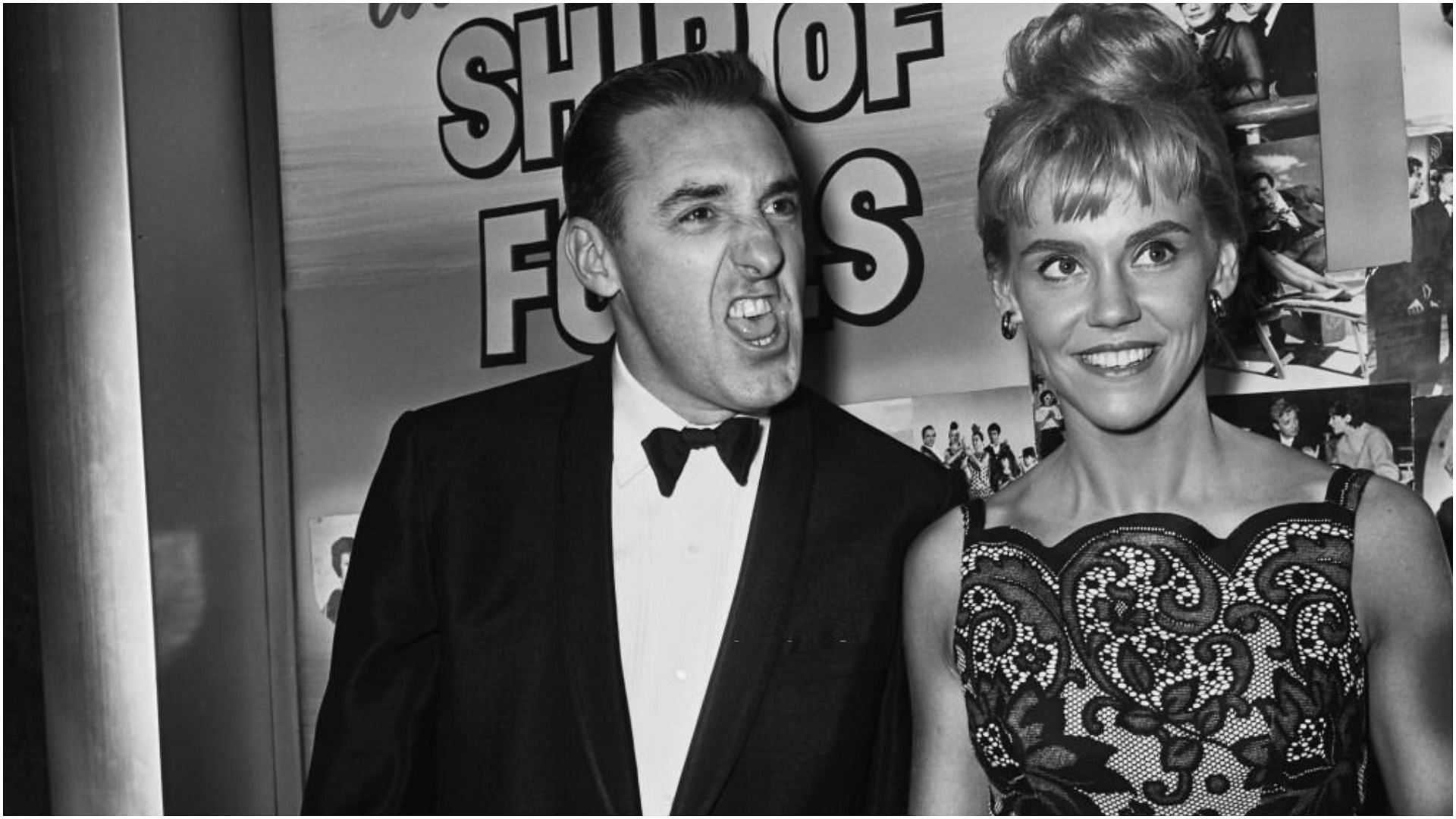 Jim Nabors and Maggie Peterson at a premiere of the film &#039;Ship of Fools&#039; (Image via Archive Photos/Getty Images)