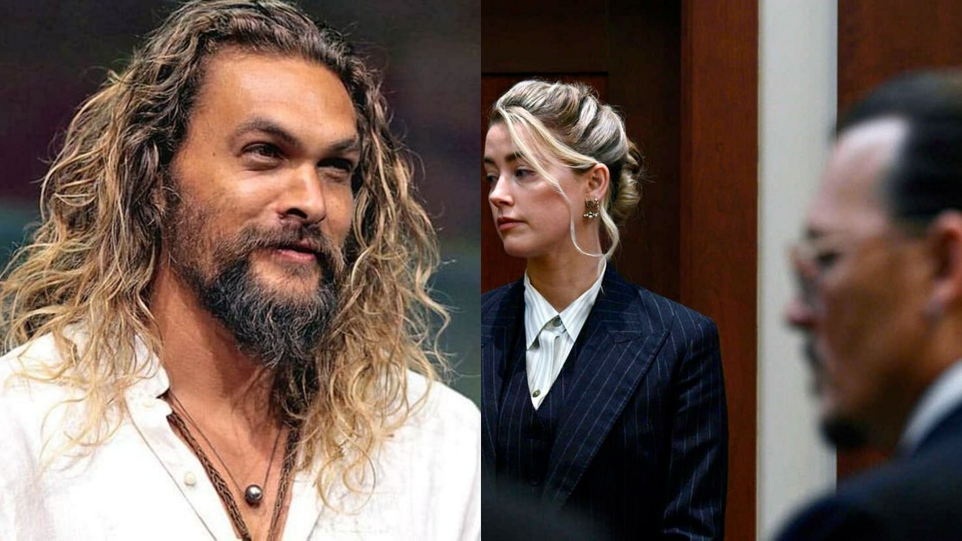 Jason Momoa appears as a witness in the Depp-Heard defamation trial in a spoof video (Image via Getty Images and Reuters)