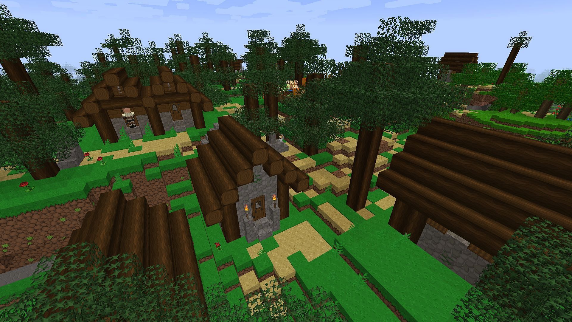The village with the SapixCraft texture pack on (Image via Minecraft)