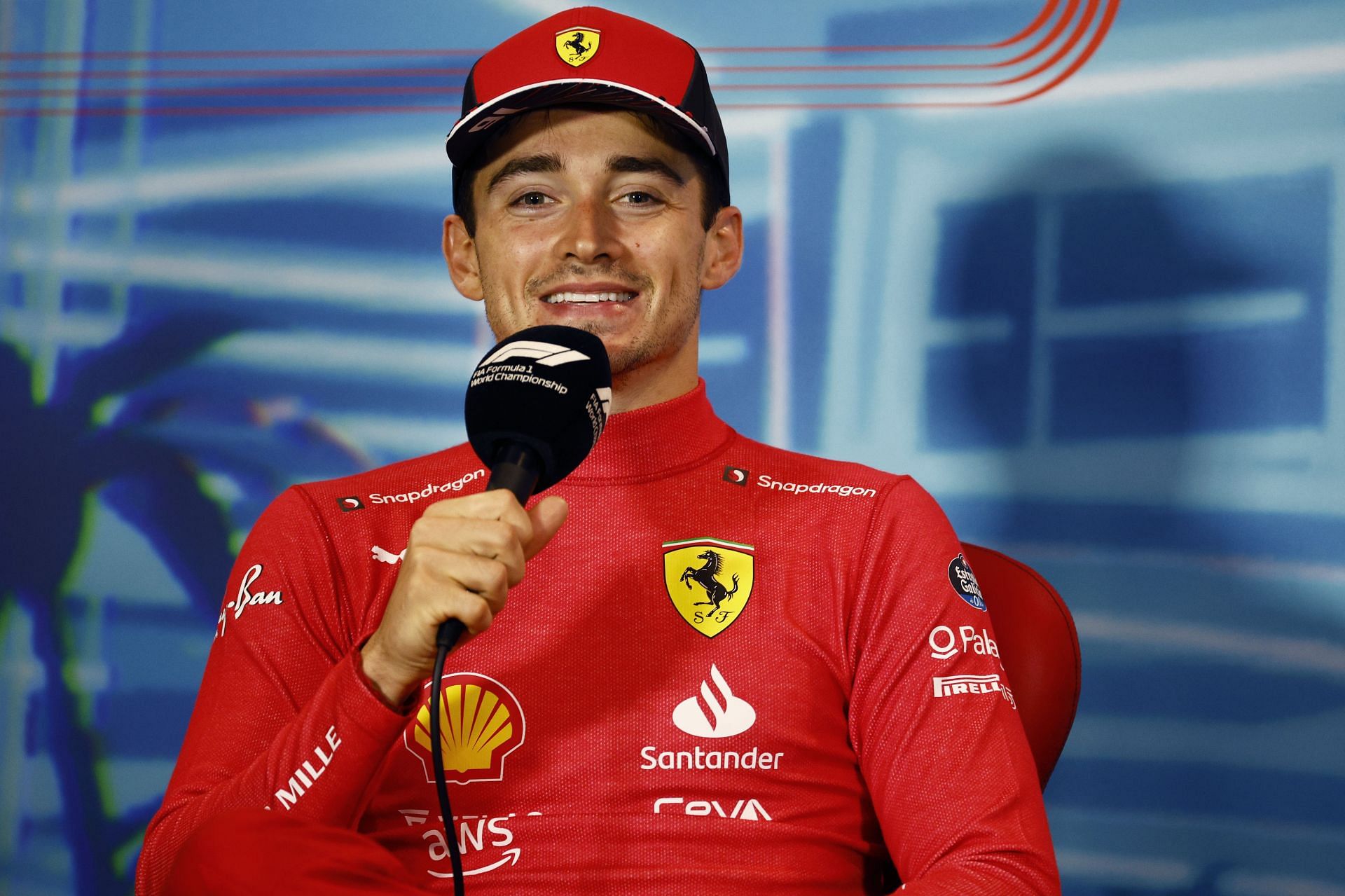 Second placed Charles Leclerc talks in the press conference after the F1 Grand Prix of Miami at the Miami International Autodrome on May 08, 2022 in Miami, Florida. (Photo by Jared C. Tilton/Getty Images)