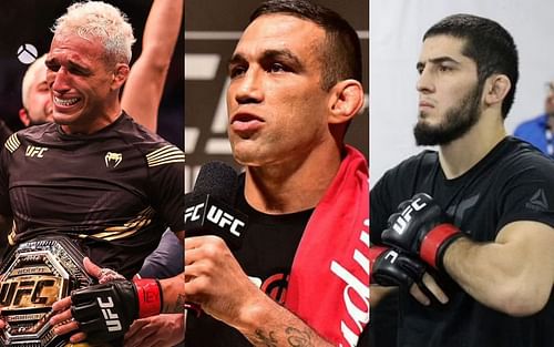 (L-R) Charles Oliveira, Fabricio Werdum and Islam Makhachev