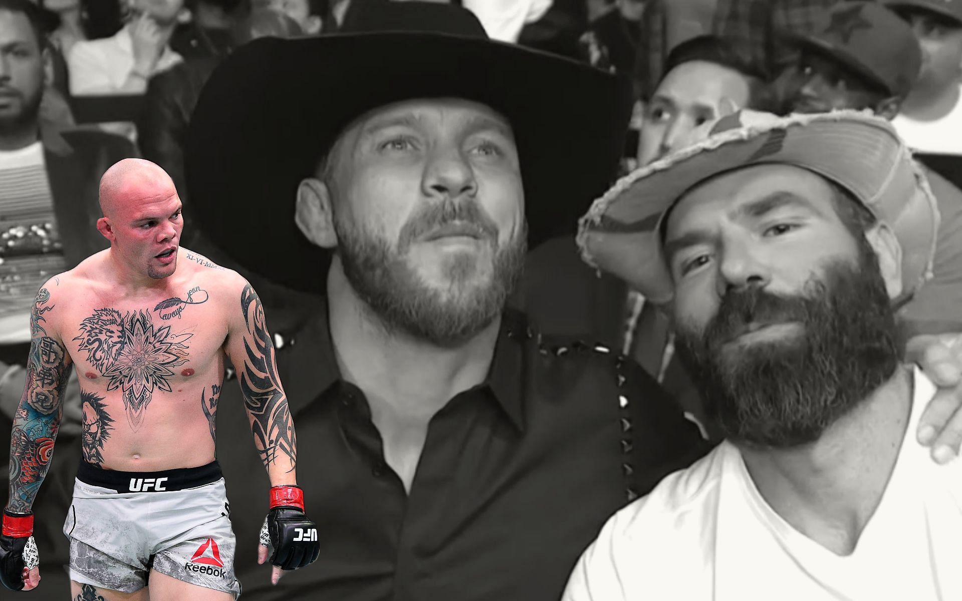 Anthony Smith (left), Donald Cerrone (center) and Dan Bilzerian (right) (Images via Getty and Twitter/@UFCLiveItalia)