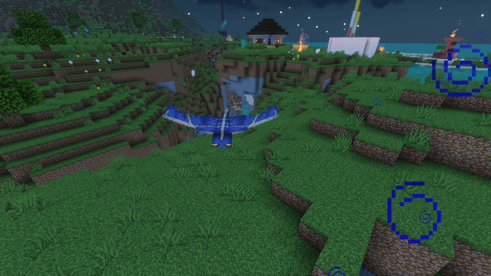 A phantom flying around during a Minecraft night (Image via Minecraft)