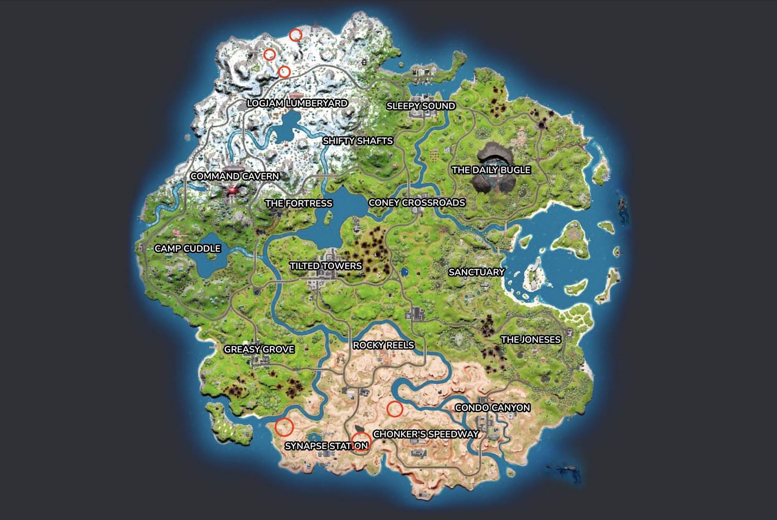 All Klombo Geyser locations in Fortnite Chapter 3 Season 2