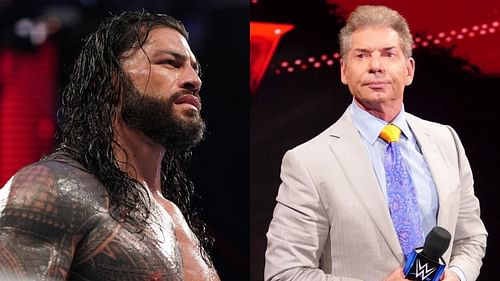 Roman Reigns (left); Vince McMahon (right)