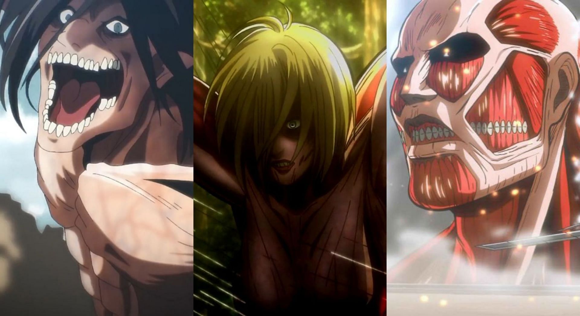 Characters in their Titanic form in Attack on Titan (image via Studio MAPPA)