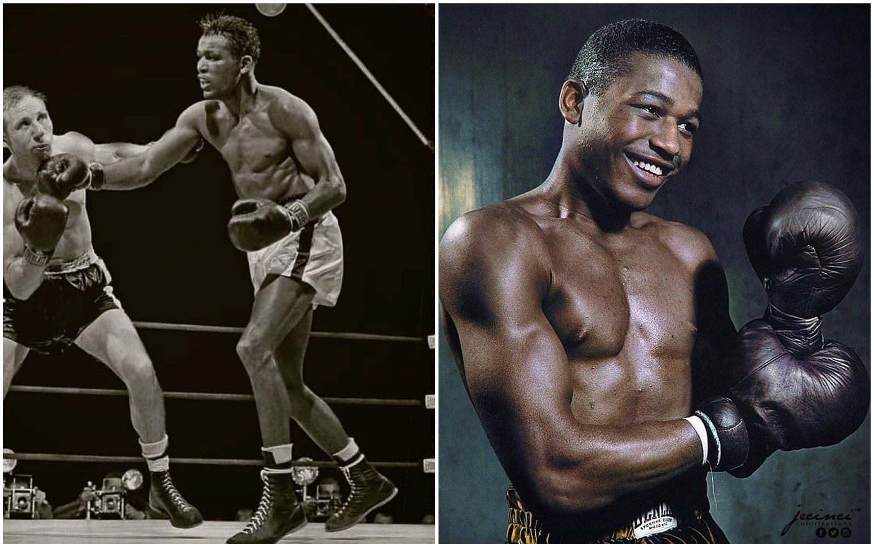 Sugar Ray Robinson - Images via @thyssterboxing and @hisorycolored on Instagram
