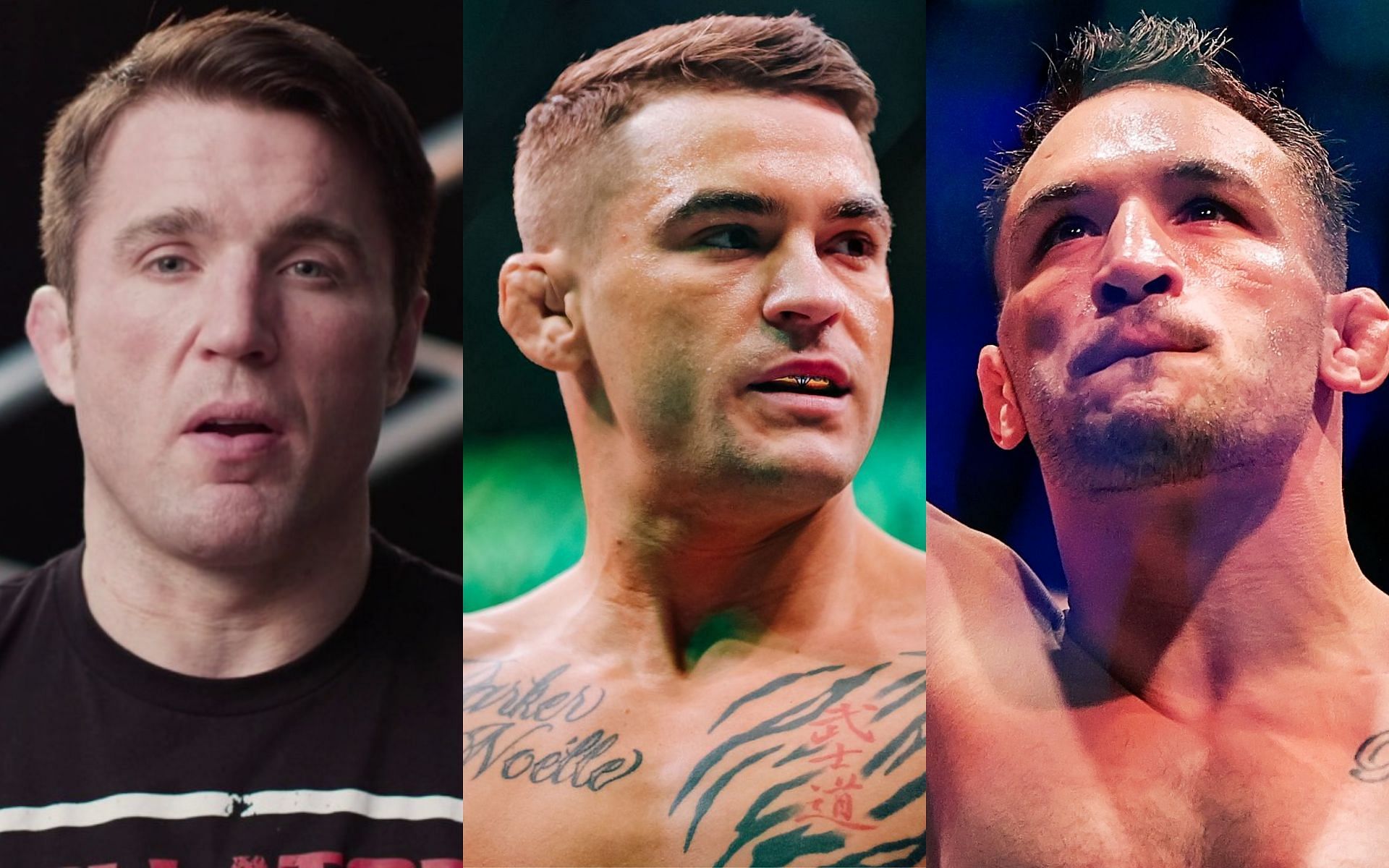 L-R: Chael Sonnen, Dustin Poirier, and Michael Chandler [Photo credit: Bellator MMA on YouTube]