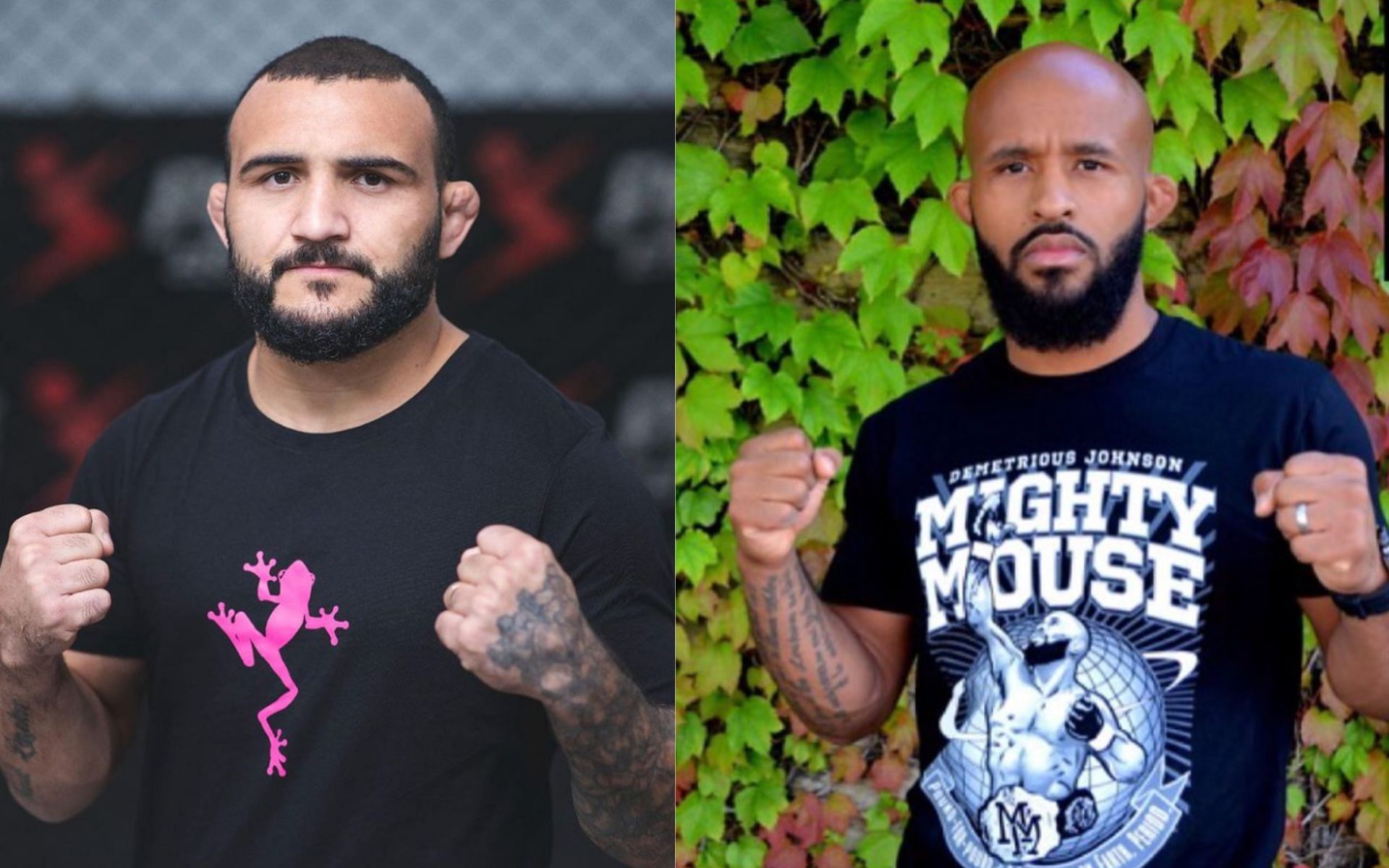 (left) John &#039;Hands of Stone&#039; Lineker and (right) Demetrious &#039;Mighty Mouse&#039; Johnson [Credit: Instagram @johnlinekermma, @mighty]