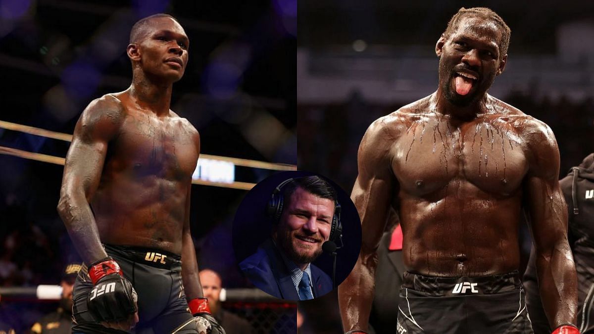 Israel Adesanya (Left), Michael Bisping (Centre) Jared Cannonier (Right)