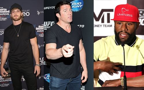 Logan Paul (left) Chael Sonnen (center), Floyd Mayweather (right)