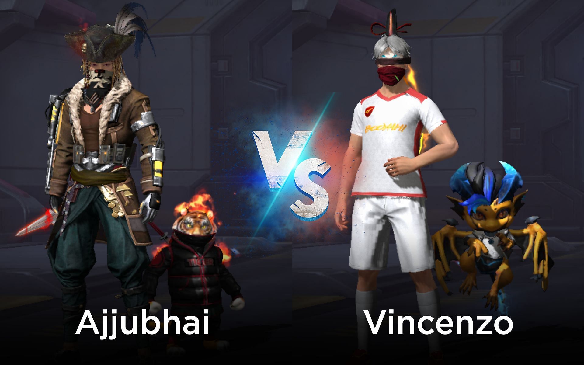 Comparing the Free Fire stats of Ajjubhai and Vincenzo (Image via Garena)