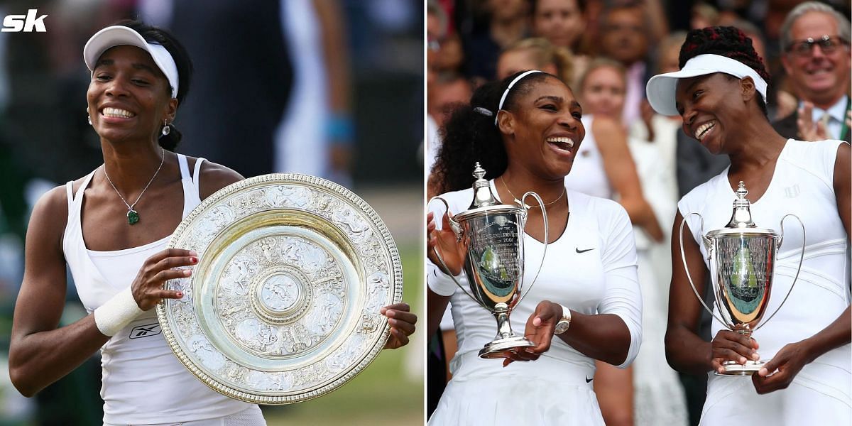 Venus Williams (L) at the 2007 Wimbledon; along with Serena Williams (R).