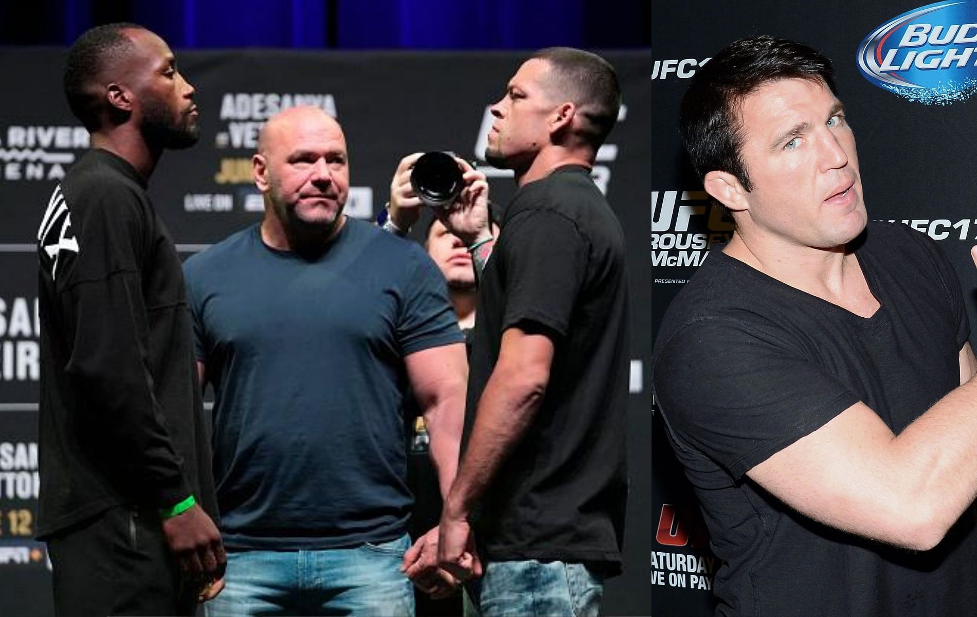 Leon Edwards (left), Nate Diaz (center) &amp; Chael Sonnen (right) [Image Credits- UFC.com]