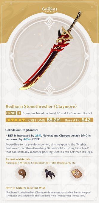 Redhorn Stonethresher in Genshin Impact: Best characters, stats ...