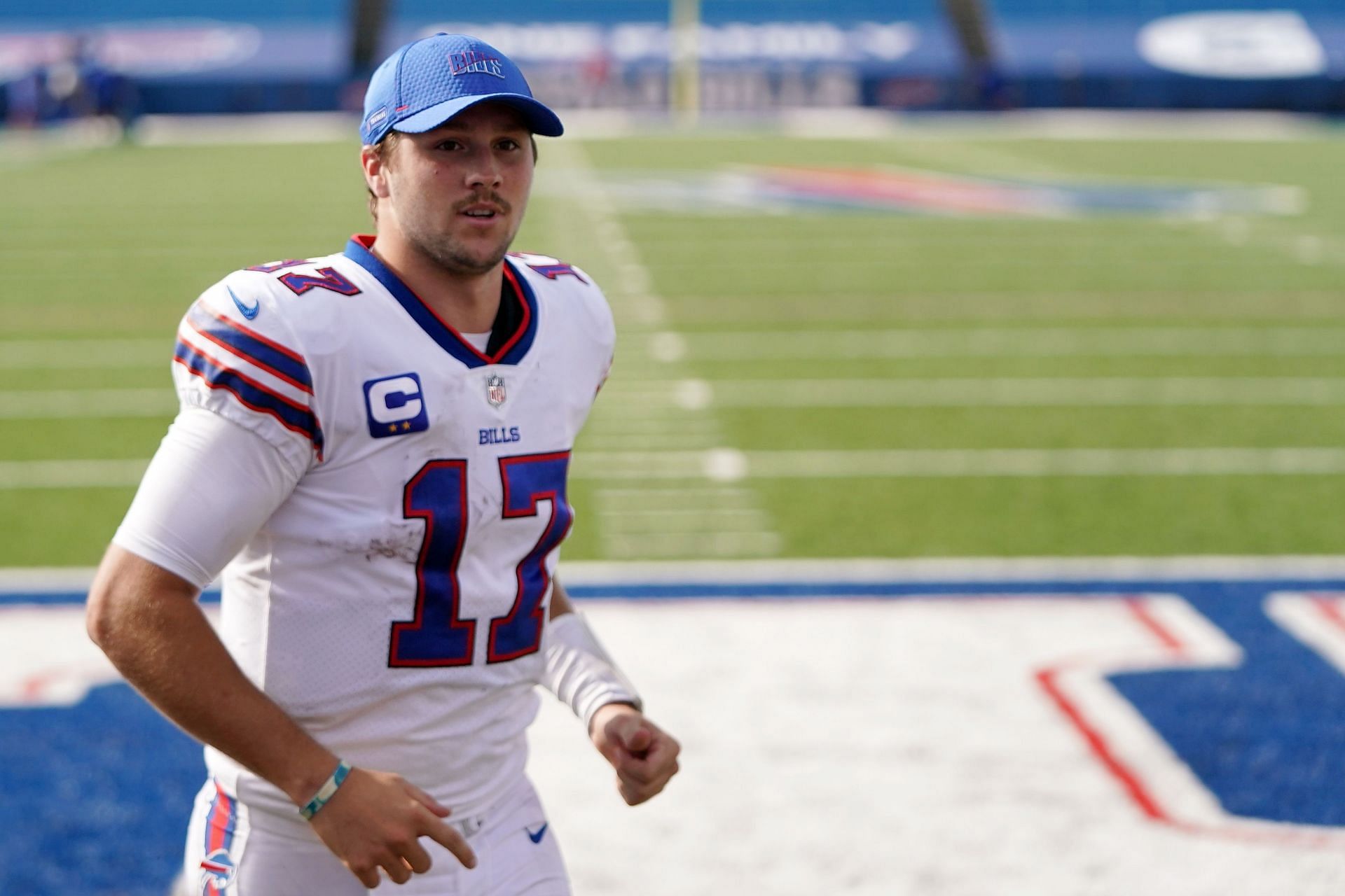 Buffalo Bills quarterback Josh Allen on the field