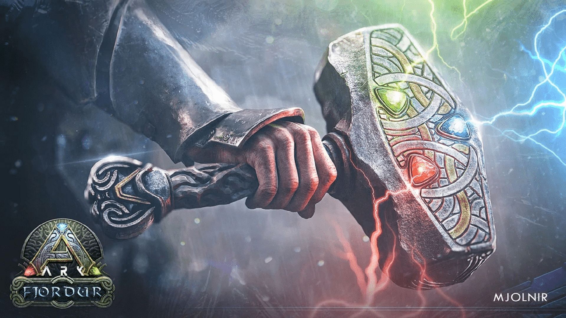 The Mjolnir Tek Blade skin in Ark: Survival Evolved (Image via Studio Wildcard)