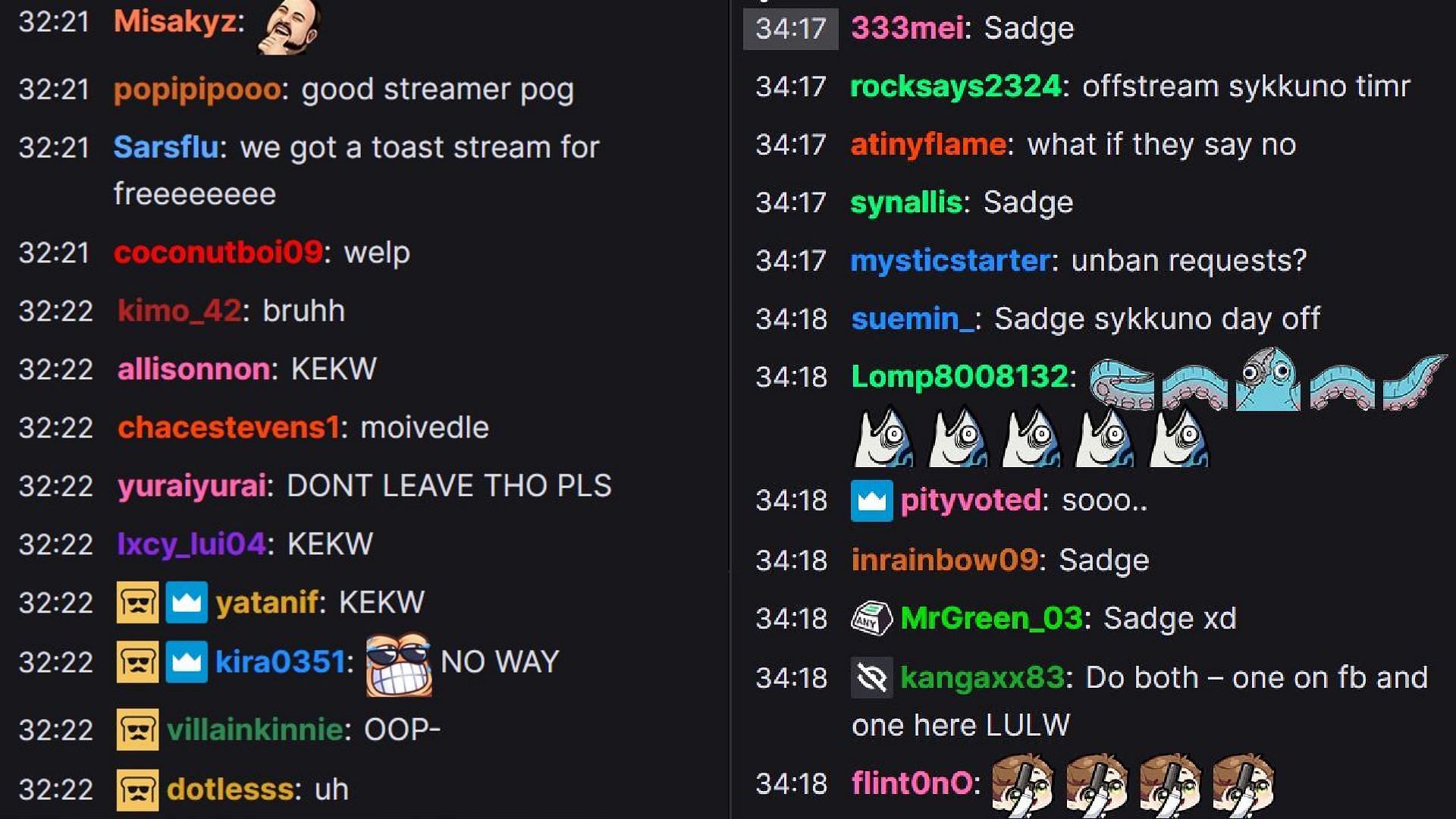 Toast&#039;s fans did not want him to end stream (Image via Disguised Toast/ Twitch)