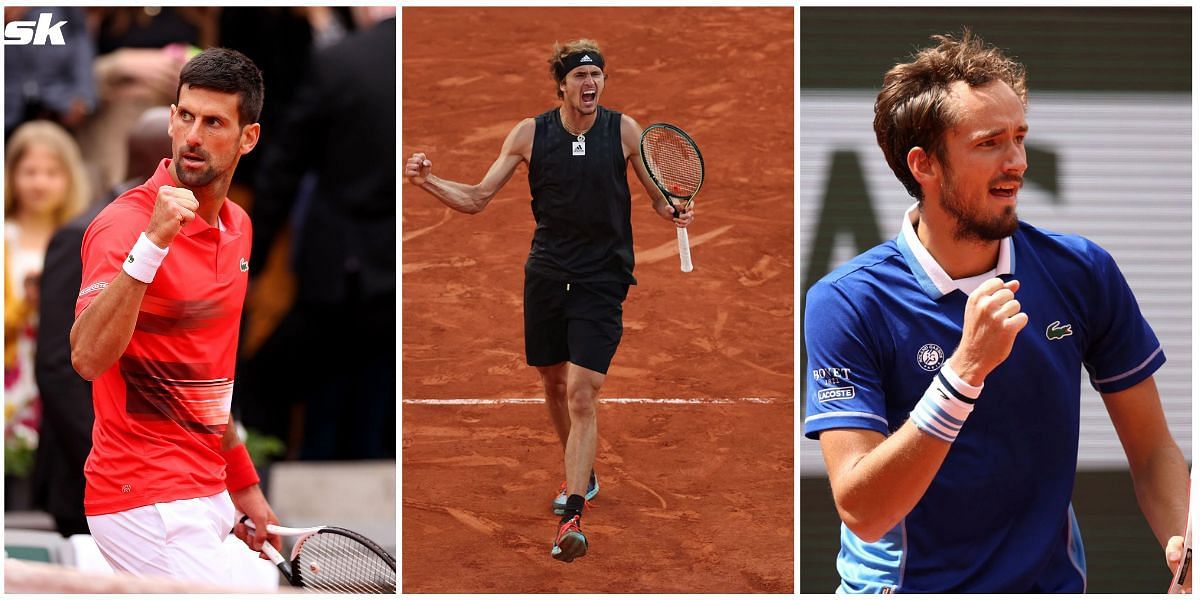 From L-R: Novak Djokovic, Alexander Zverev and Daniil Medvedev.