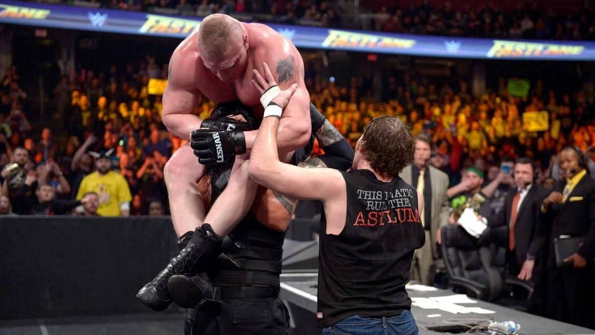 The Shield momentarily reunites against Brock Lesnar