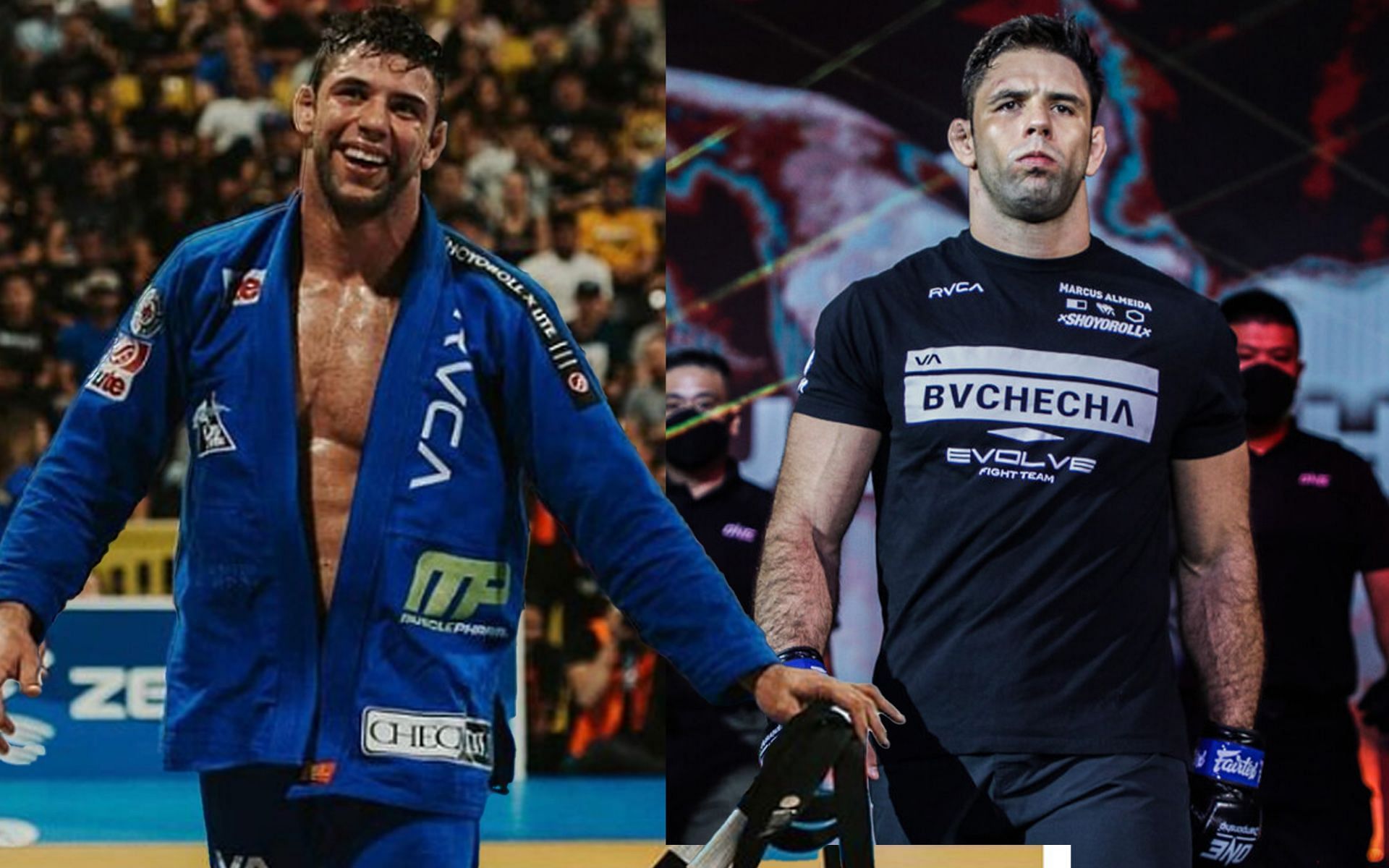 Marcus Almeida has done a lot in grappling (L) and is starting a similar rise in MMA (R). | [Photos: ONE Championship/@marcusbuchecha on Instagram]