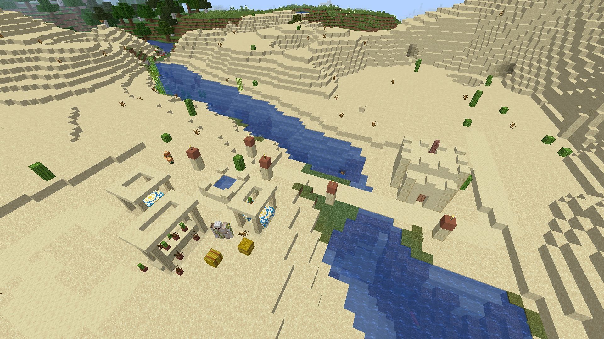 The small desert village that can be found above the stronghold (Image via Minecraft)