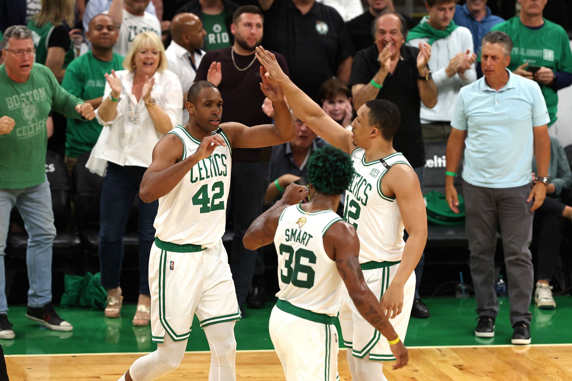 Al Horford, Marcus Smart and Grant Williams