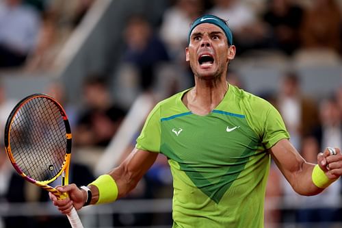 Rafael Nadal in action at the 2022 French Open - Day 13