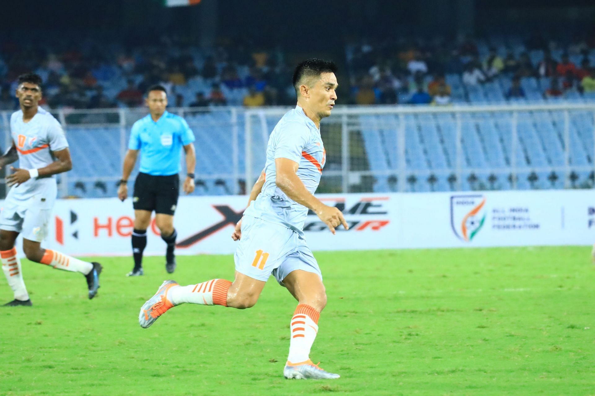 Sunil Chhetri scored the opening goal today (Image courtesy: AIFF Media)