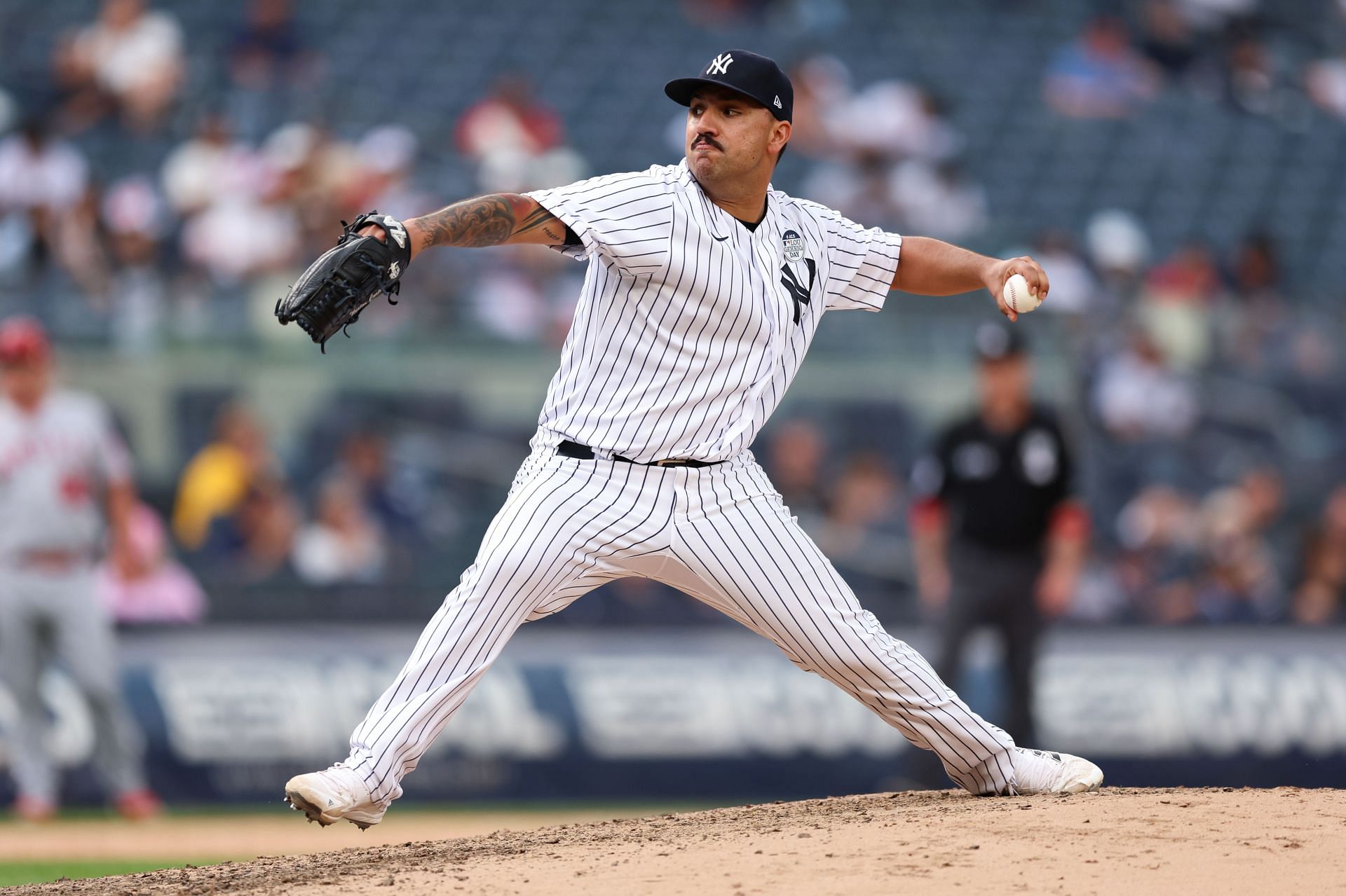 Yankees ace Nestor Cortes pitches against the Los Angeles Angels.