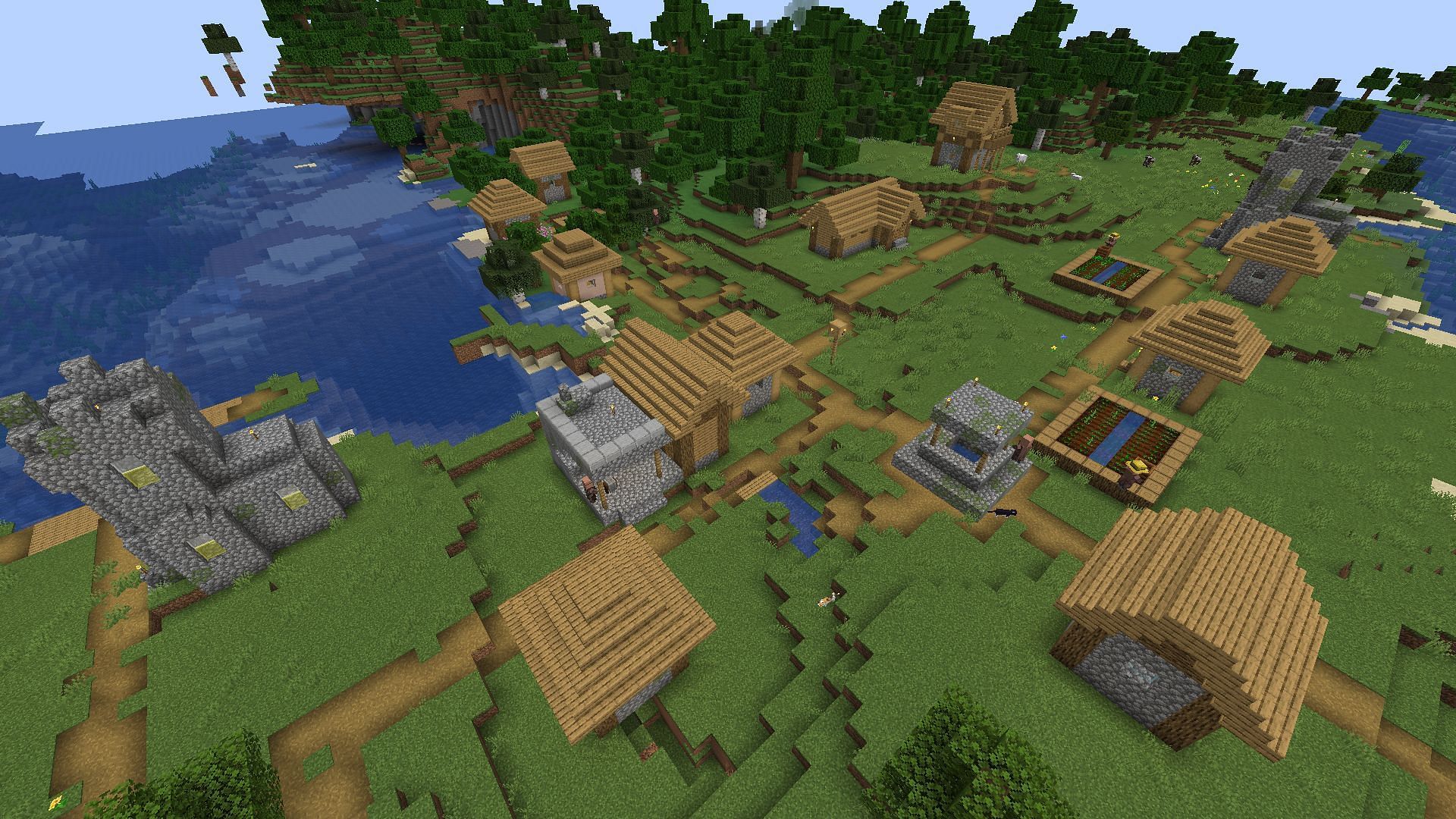 The large village players can quickly access (Image via Minecraft)