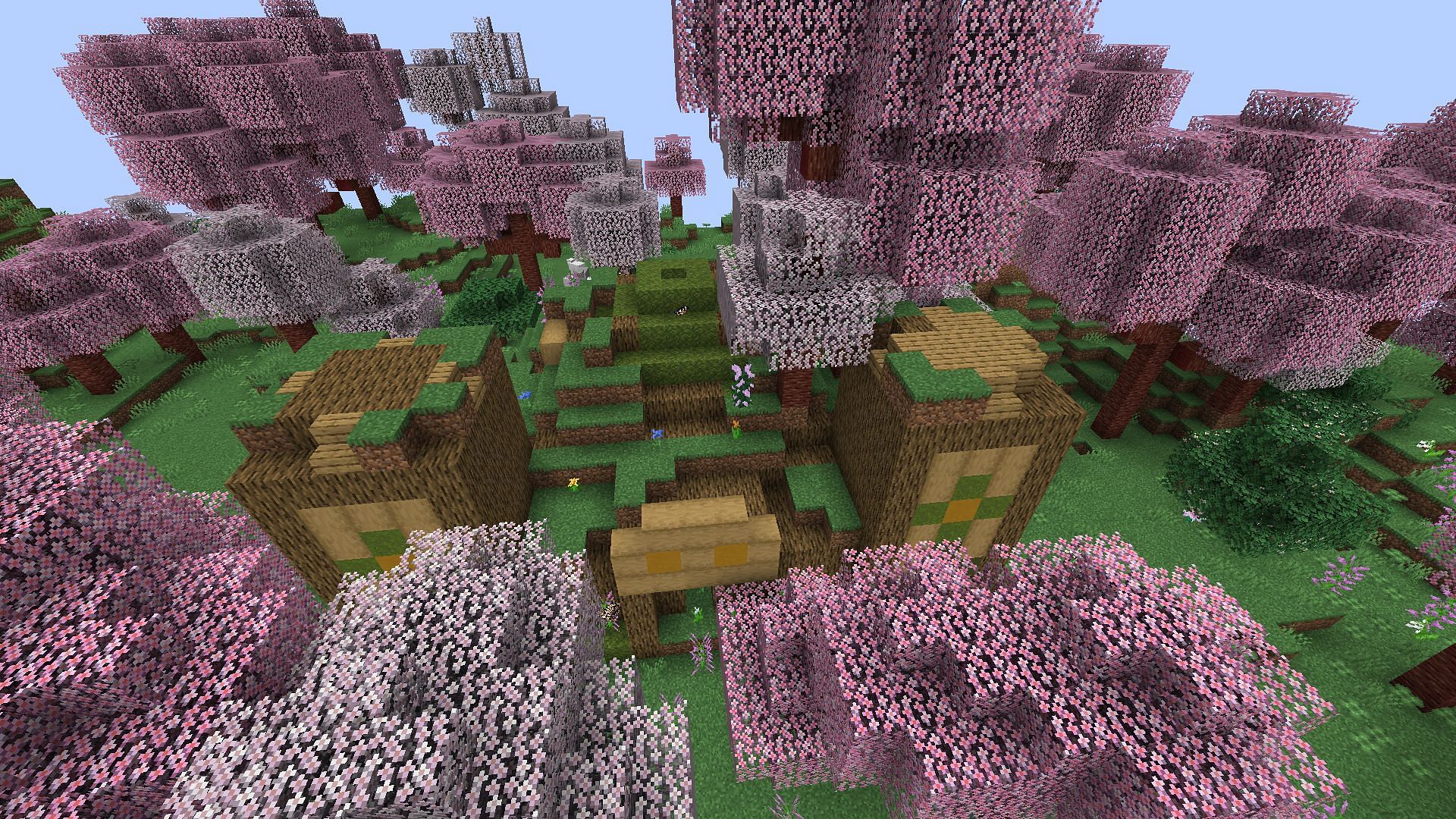 A flower forest temple, one of the structure variants added by the mod (Image via Minecraft)