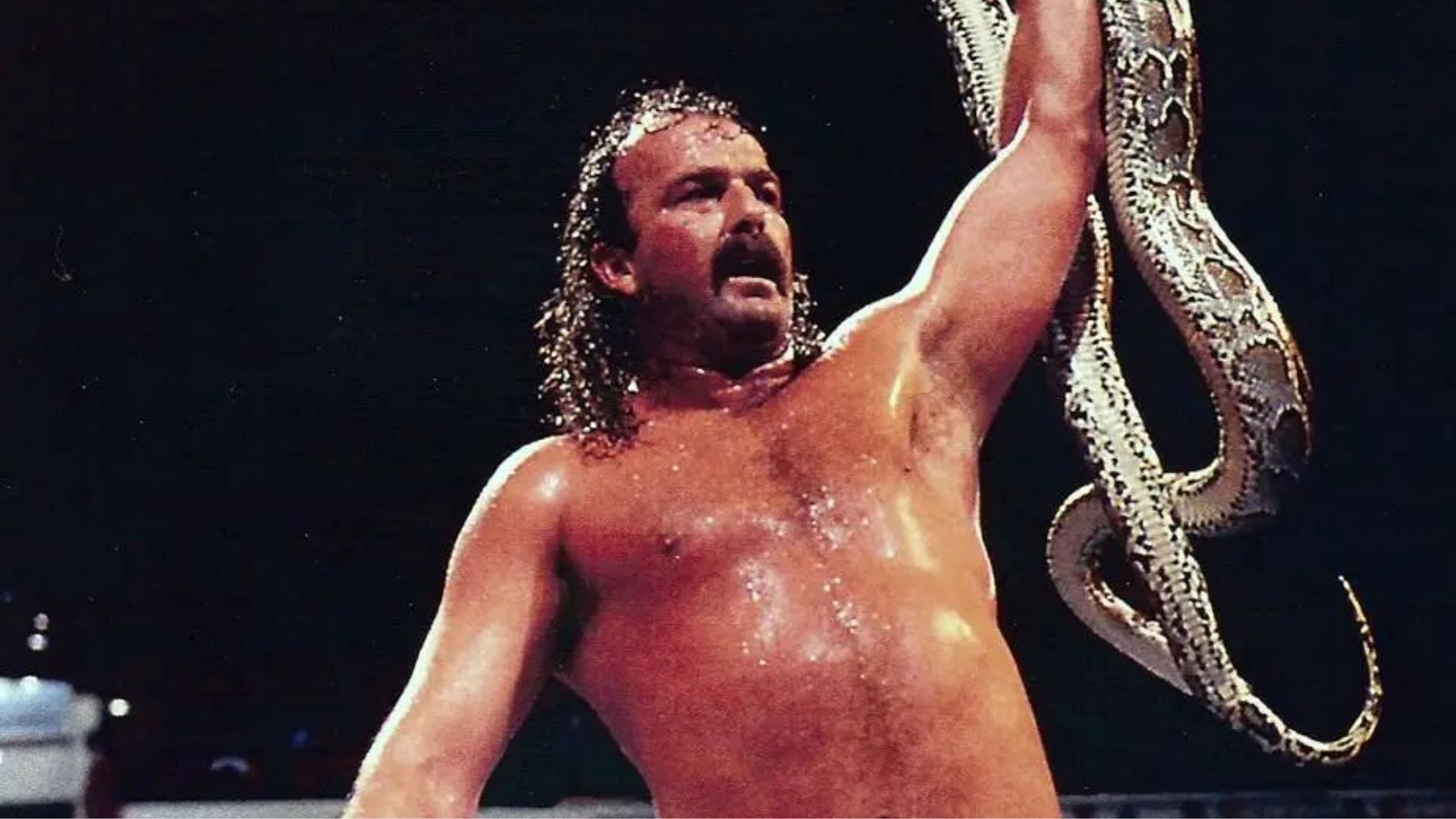 Jake Roberts with his snake Damien