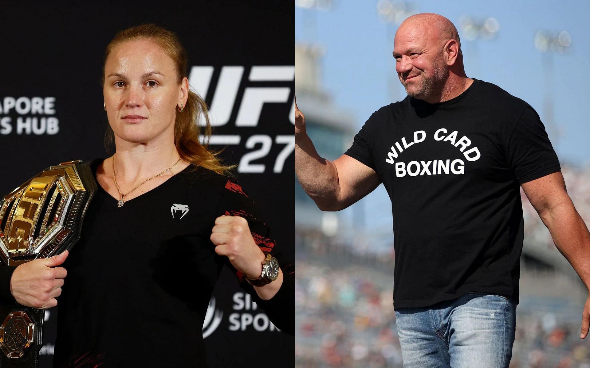 Valentina Shevchenko (left) and Dana White (right) [Images courtesy of Getty]