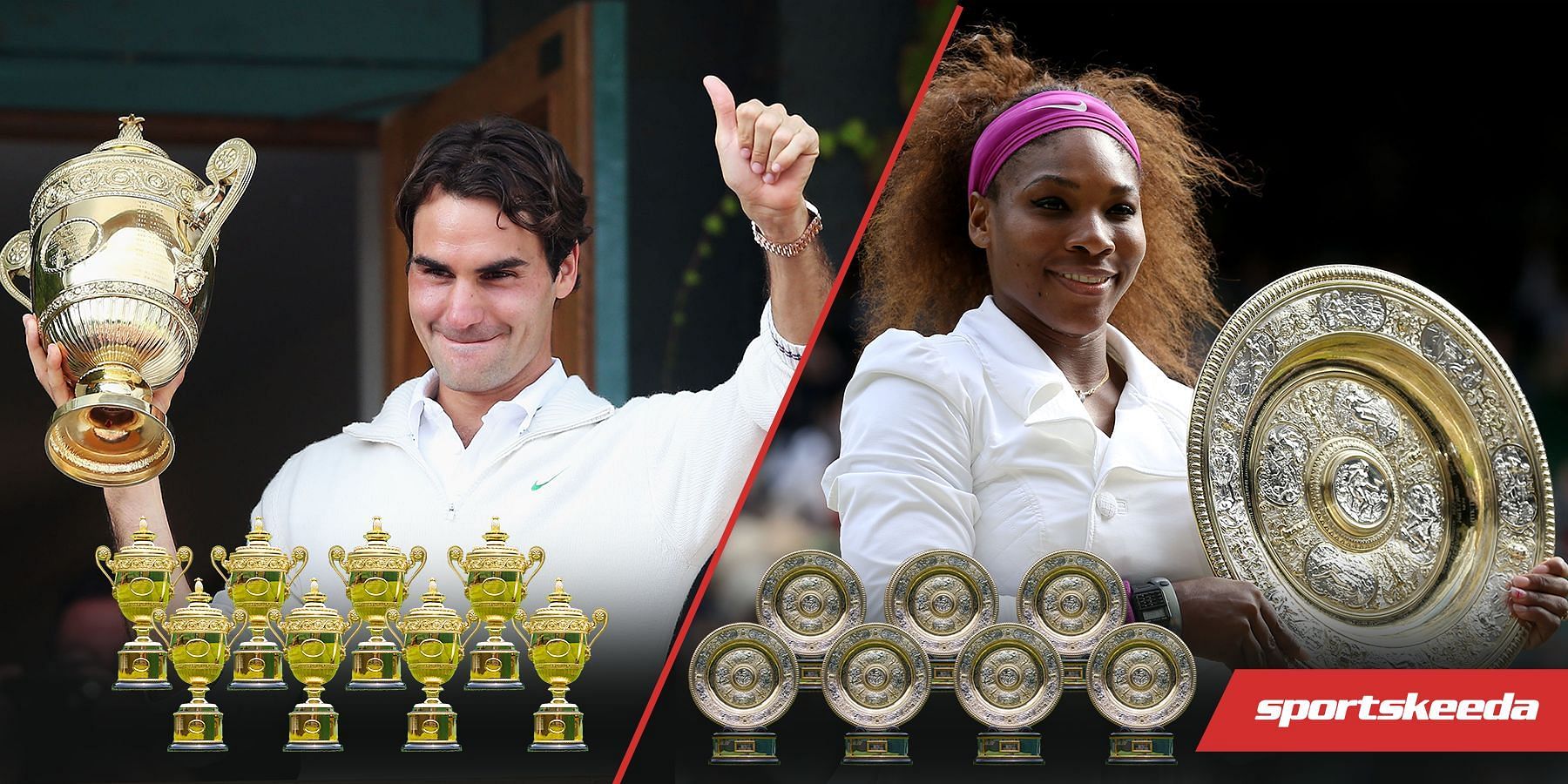 Roger Federer (L) and Serena Williams (R) are among the most prolific players at Wimbledon