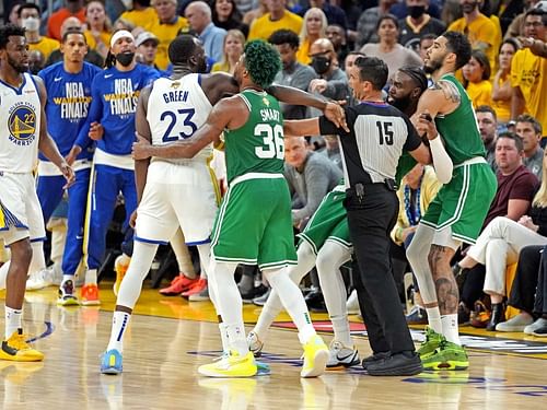 Draymond Green got away with a second technical foul and automatic ejection against the Boston Celtics in Game 2 of the NBA Finals. [Photo: Sports Illustrated]