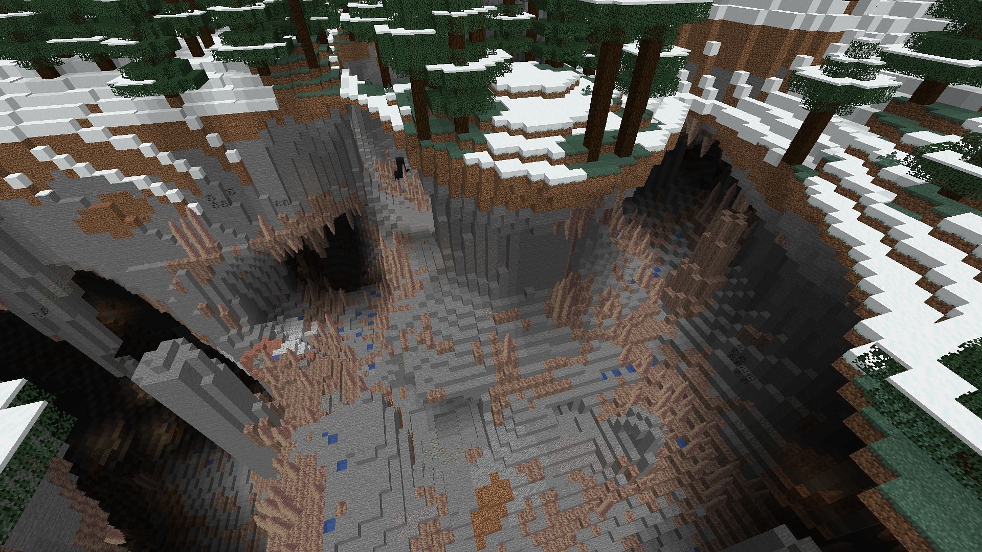A massive dripstone cave (Image via Minecraft)