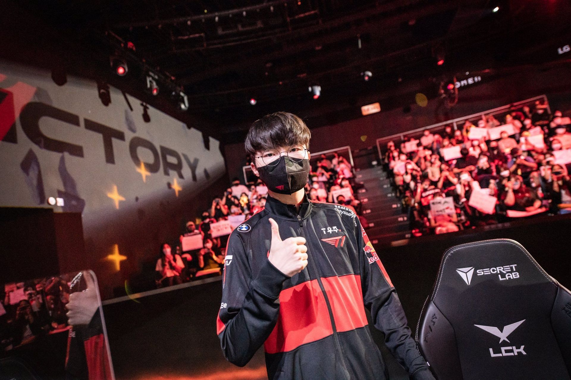 Faker, after today&#039;s clean sweep against DWG KIA (Image via Riot Games)