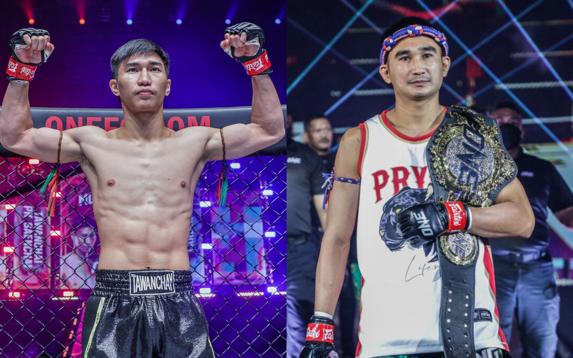 Tawanchai PK.Saenchai (left) plans to dethrone Petchmorakot Petchyindee (right). [Photos ONE Championship]