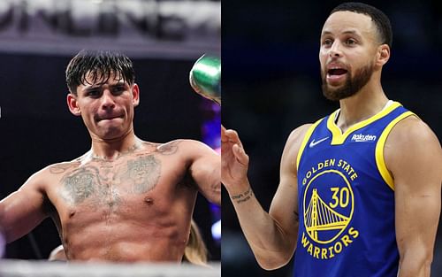 Ryan Garcia (left) applauded Golden State Warriors guard Stephen Curry for winning NBA Championship and Finals MVP award.