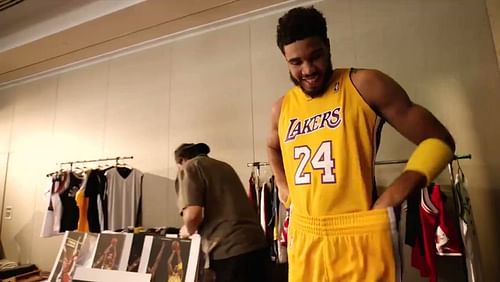 Boston Celtics' Jayson Tatum wearing a Kobe Bryant jersey in 2021