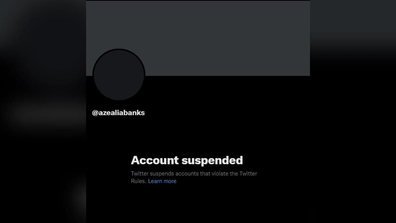 Screenshot of Azealia Banks&#039; suspended Twitter account.