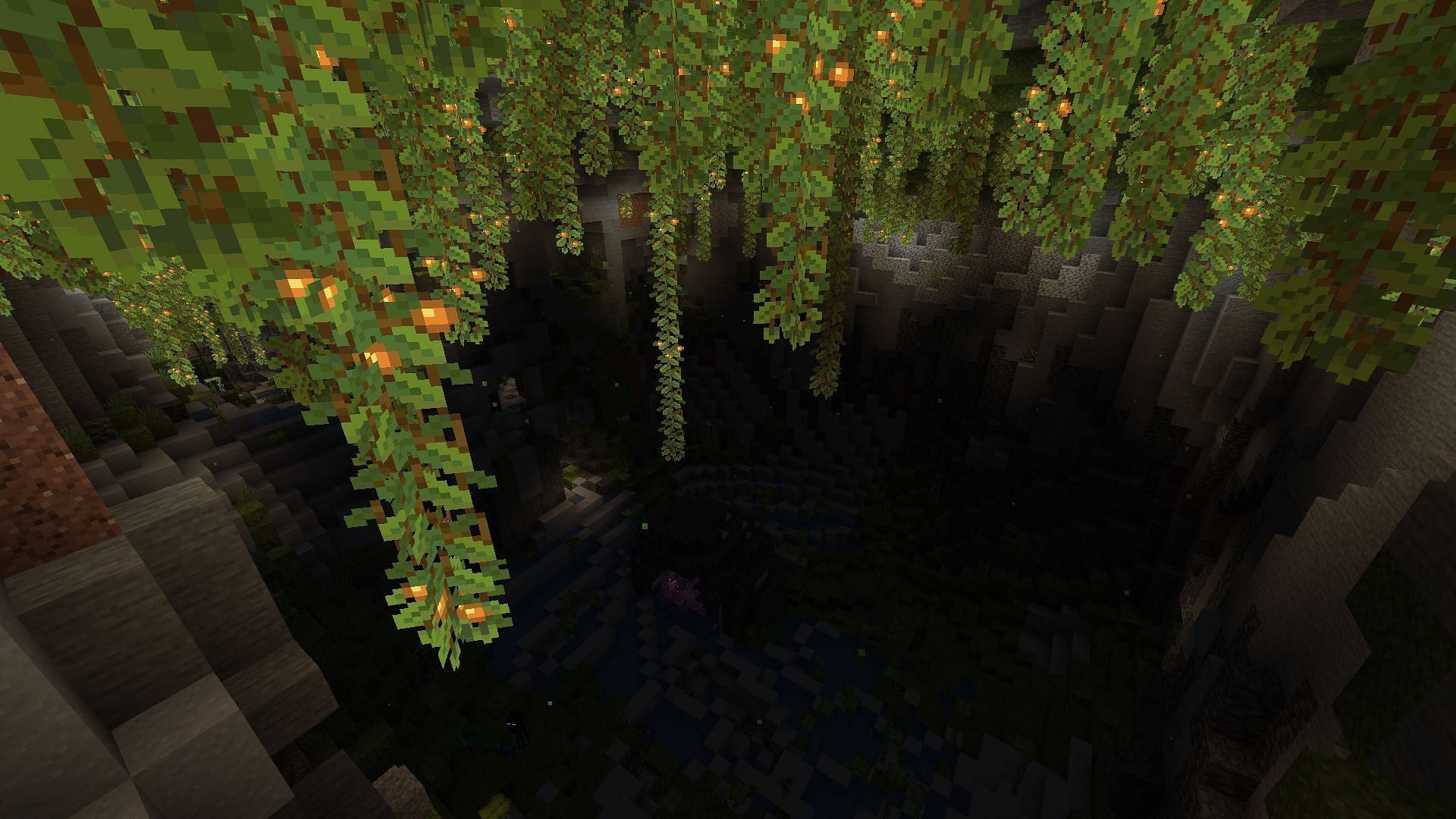 The lush cave cavern and geode (Image via Minecraft)