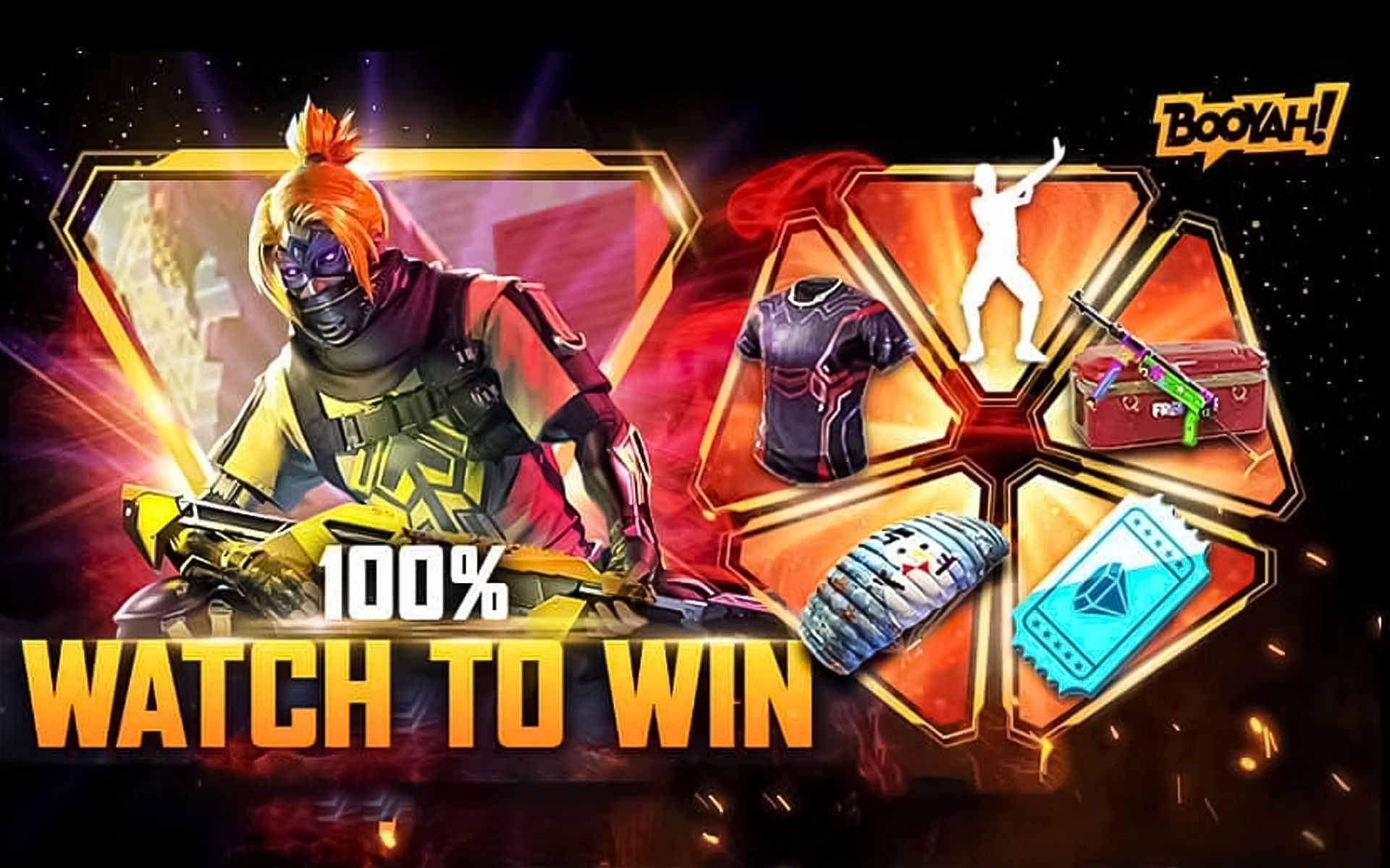Some of the rewards offered by the latest Watch to Win event in the battle royale game (Image via Garena)