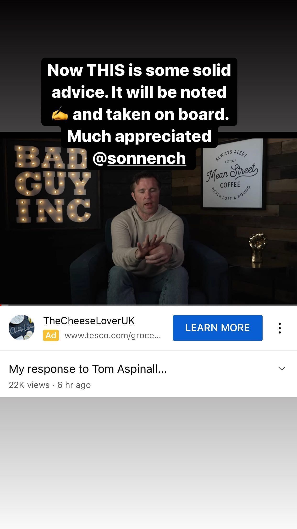 Tom Aspinall's respond to another advice from Sonnen