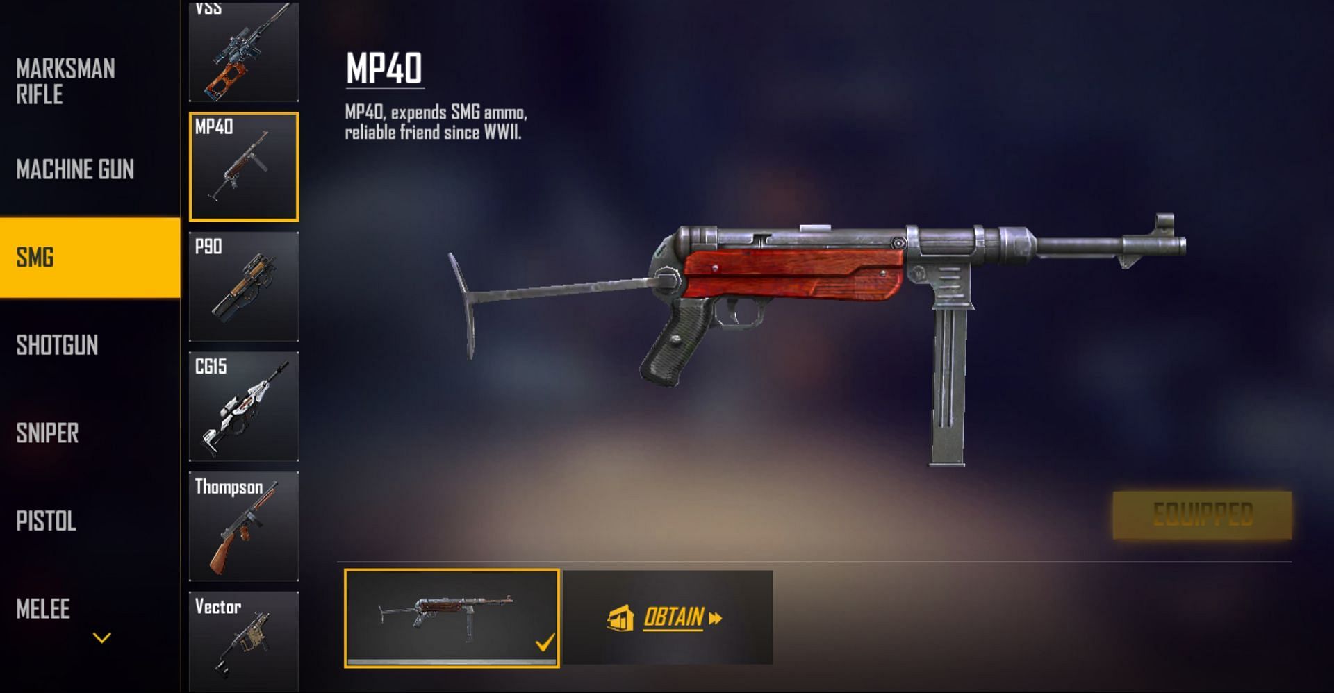 MP40 has high rate of fire (Image via Garena)