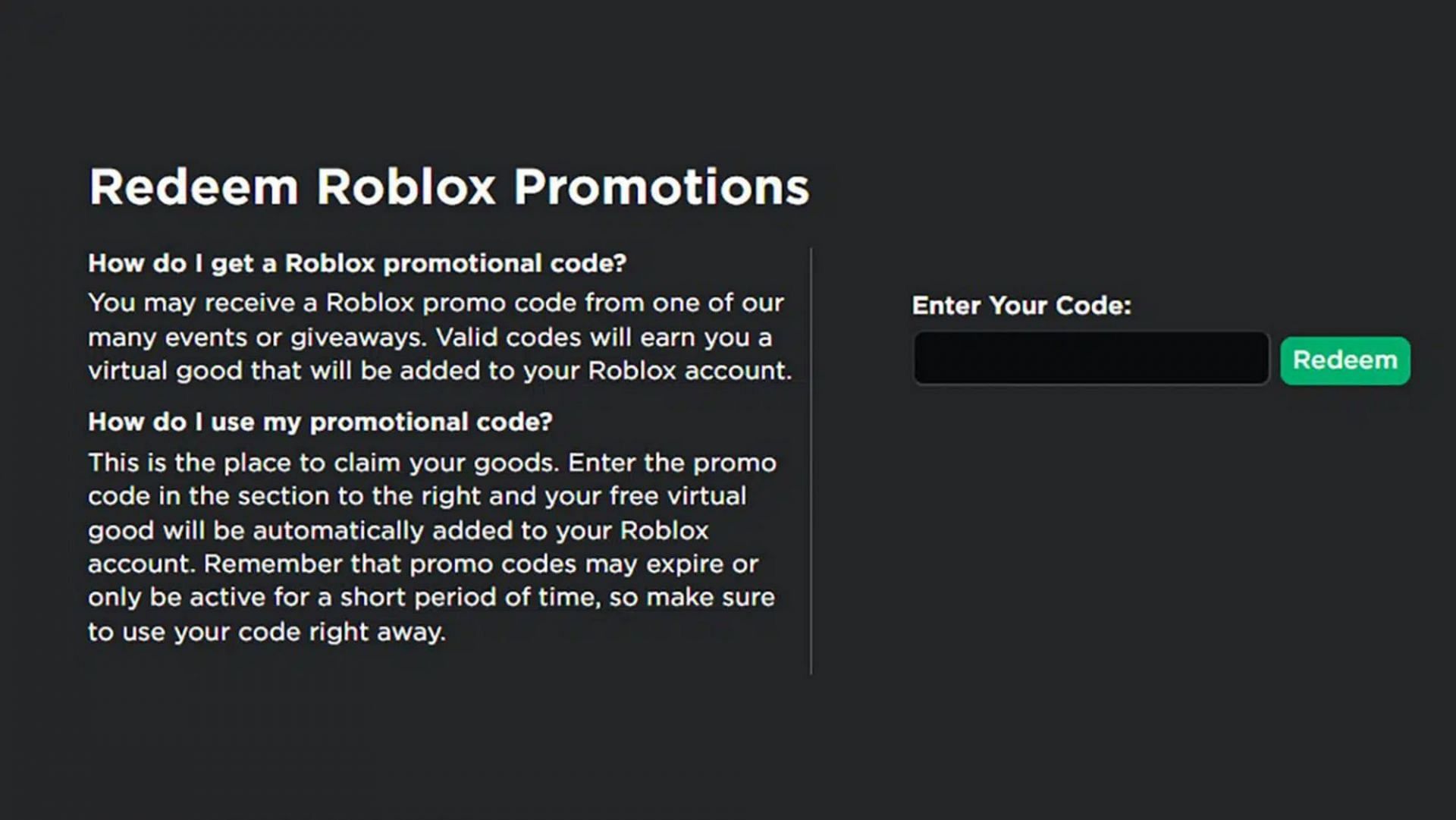 Just head to the code redemption page to claim the pet (Image via Roblox)